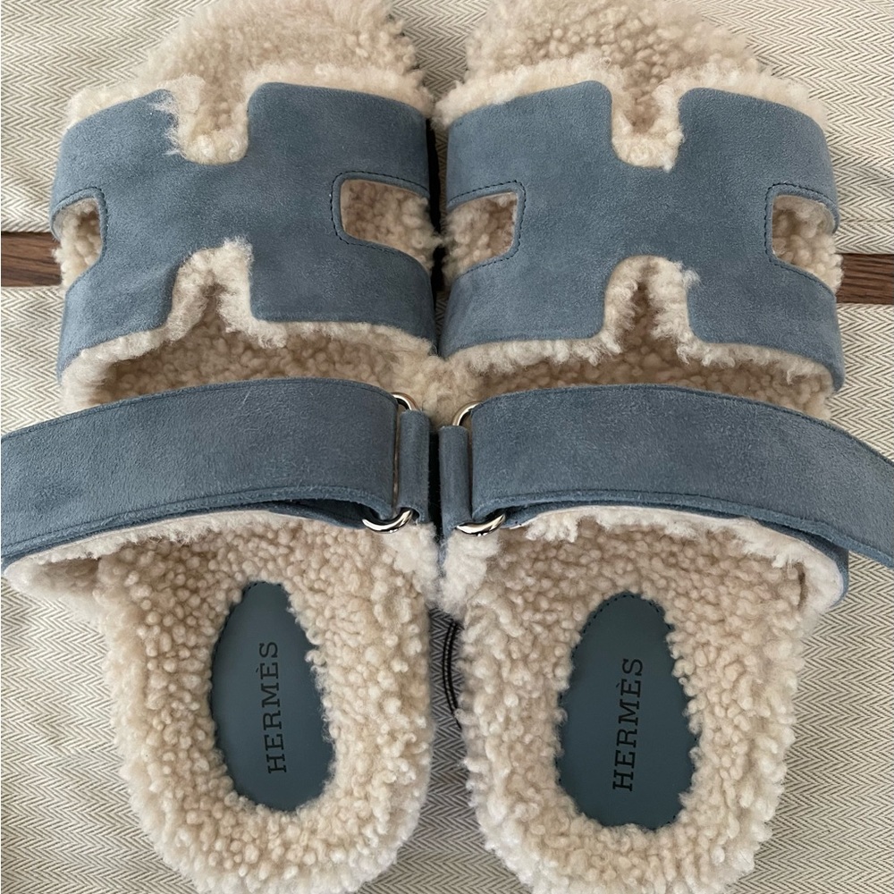 Hermès Wool Chypre Sandals 37